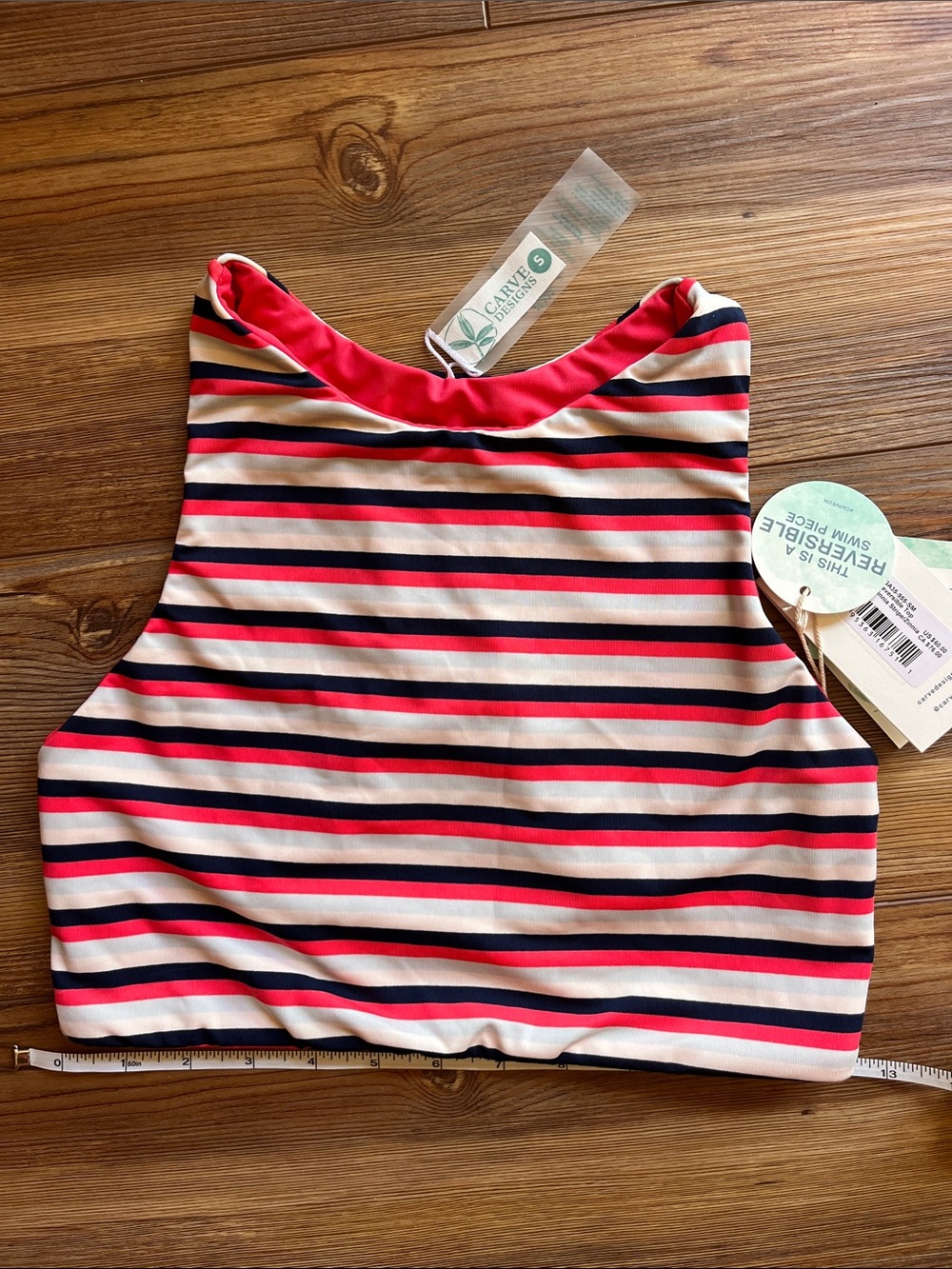 Carve Designs Zinnia Stripe Reversible Swim Top in Pink, Navy & White